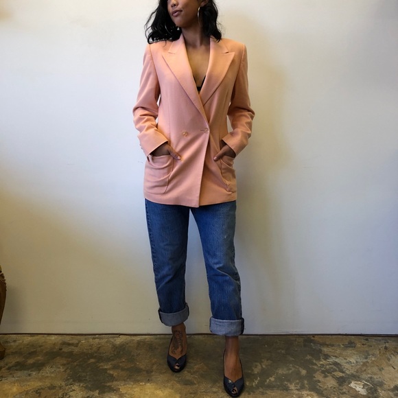 Vintage Peach Laurel Wool & Cashmere Blazer - Picture 2 of 5